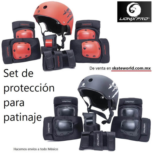 Set de protectores y casco para patinaje Lionix Pro de venta en Skateworld México