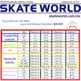 tabla de equivalencia de tallas para hombreras de hockey Bauer
