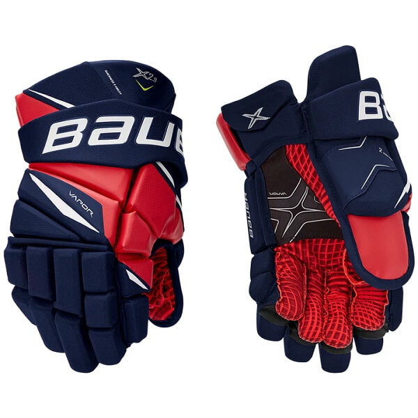 Guantes de hockey Bauer Vapor X2.9 azul rojo y blanco de venta en Skate World México