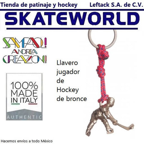 Llavero de bronce Sampaoli Andrea Creazioni con el diseño de un jugador de hockey de venta en Skateworld México