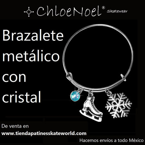 Brazalete metálico con cristal Chloe Noel con diseño de patinaje artístico de venta en Skateworld México